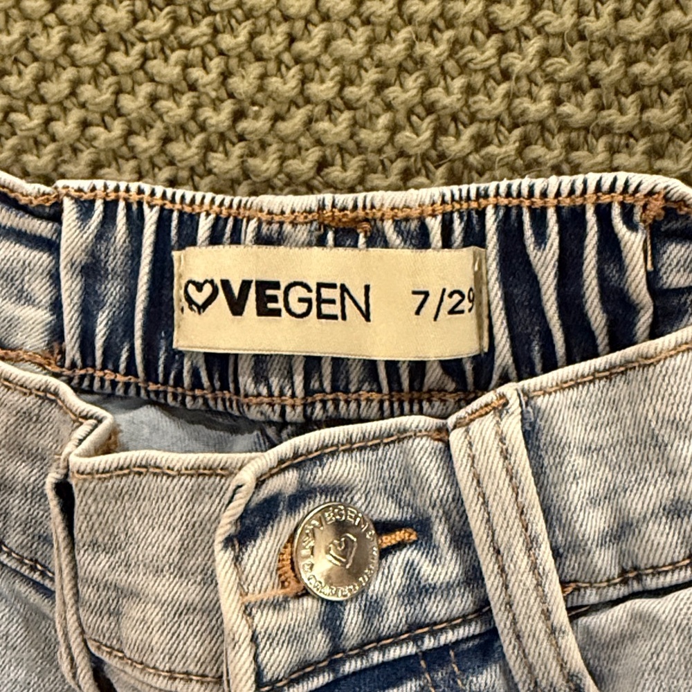 Women's Light Blue Cargo Jeans - Picture 2 of 3